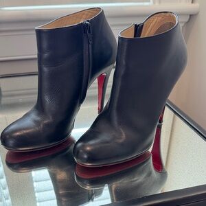 Christian Louboutin Black Heeled Boots with Red Soles